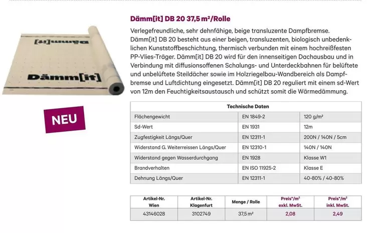 Dämm[x] DB 20 37,5 m
/ Rolle