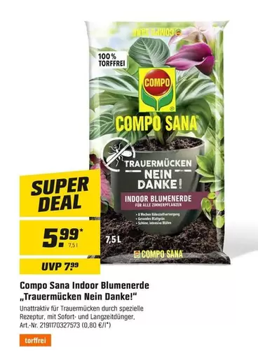Compo Sana Indoor Blumenerde "Trauermücken Nein Danke!"