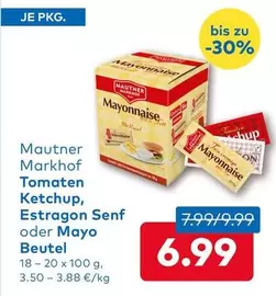 Tomaten Ketchup, Estragon Senf oder Mayo Beutel
