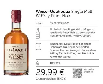 Wieser Uauhouua Single Malt WIESky Pinot Noir