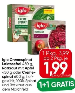 Iglo Cremespinat, Rotkraut mit Apfel