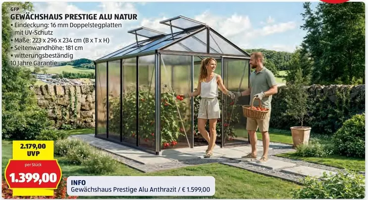 GEWÄCHSHAUS PRESTIGE ALU NATUR