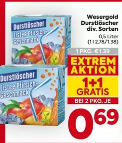 Durstlöscher Eistee Pfirsich-Geschmack