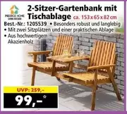 2-Sitzer-Gartenbank mit Tischablage ca. 153x65x82 cm