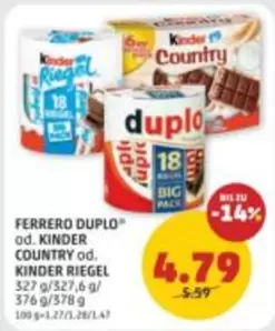 Kinder - FERRERO DUPLO od. KINDER COUNTRY od. KINDER RIEGEL