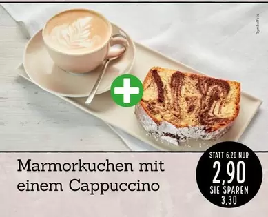 Marmorkuchen mit einem Cappuccino