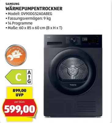 Samsung - WÄRMEPUMPENTROCKNER DV90DG52A0ABEG
