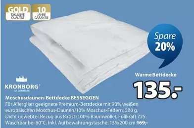 Gold - Moschusdaunen-Bettdecke BESKEGGEN