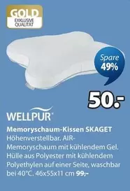 Gold - Memoryschaum-Kissen SKAGET