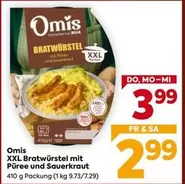 Bratwürstel mit Püree und Sauerkraut