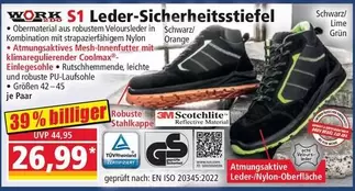 Schwarz - S1 Leder-Sicherheitsstiefel