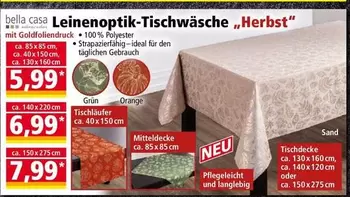 Orange - Leinenoptik-Tischwäsche „Herbst“