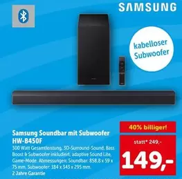 Samsung - Soundbar mit Subwoofer HW-B450F