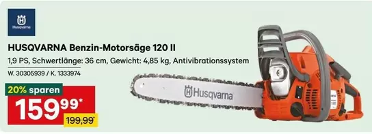 Husqvarna - Benzin-Motorsäge 120 II W. 30305939 / K. 1333974