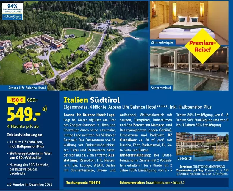 Kinder - Eigenanreise, 4 Nächte, Arosea Life Balance Hotel
