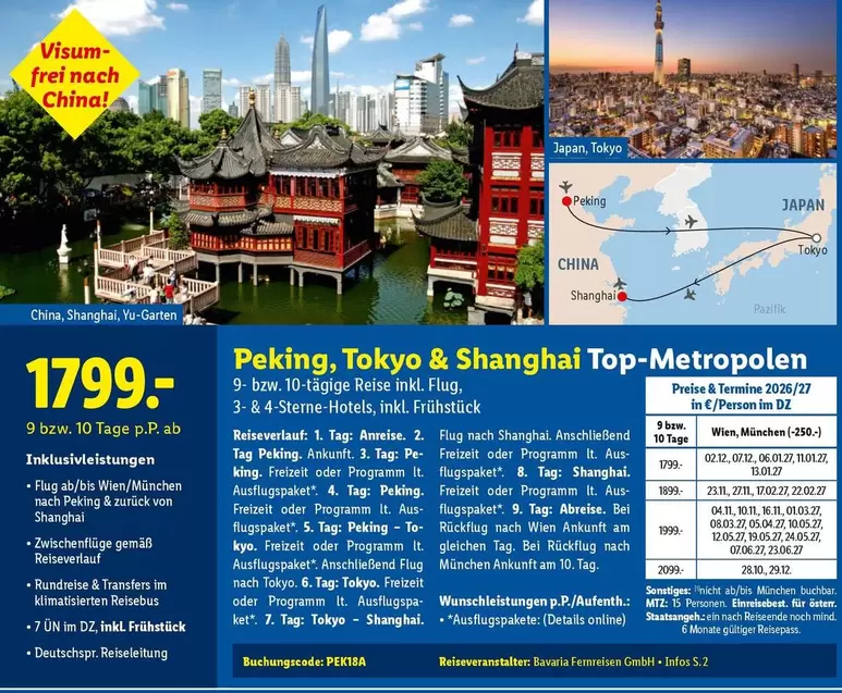 Peking, Tokyo & Shanghai Top-Metropolen