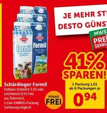 Formil Haltbare Vollmilch 3,5% oder Leichtmilch 0,5% Fett