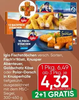 Fischstäbchen, Fisch'n'Rösti, Knusper Abenteuer, Goldschatz Käse oder Polar-Dorsch