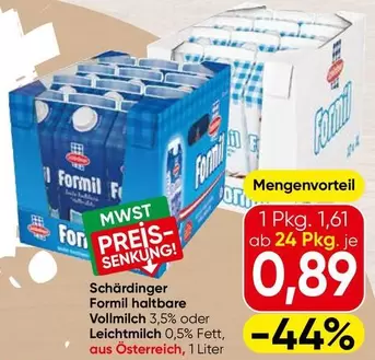 Formil haltbare Vollmilch 3,5% oder Leichtmilch 0,5% Fett