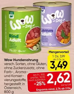 Wow - Hundennahrung Rind Adult