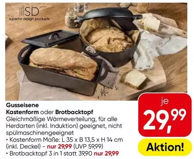 Gusseiserne Kastenform oder Brotbacktopf