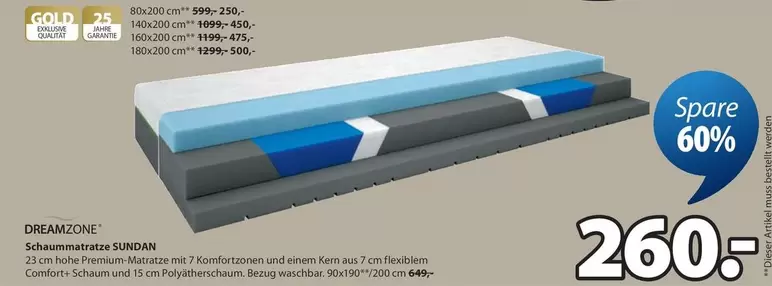 Gold - Schaummatratze SUNDAN