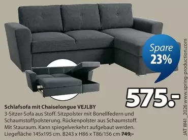 Schlafsofa mit Chaiselongue VEJLBY