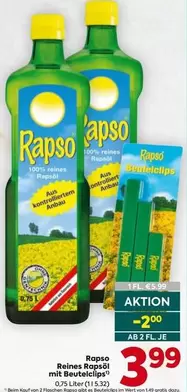 Rapso Reines Rapsöl mit Beutelclips