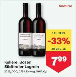 Südtiroler Lagrein 2025, DOC, 0.75 l, Einweg