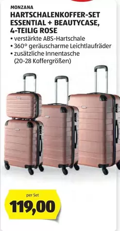 HARTSCHALENKOFFER-SET ESSENTIAL + BEAUTYCASE, 4-TEILIG