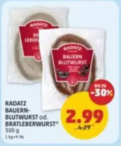 RADATZ BAUERNBLUTWURST od. BRATLEBERWURST