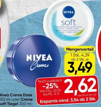 Nivea Creme Dose or Creme Soft Tiegel