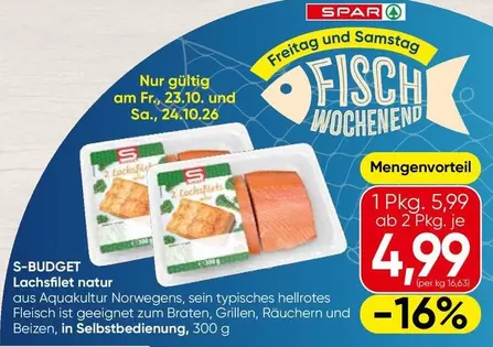 S-BUDGET Lachsfilet natur