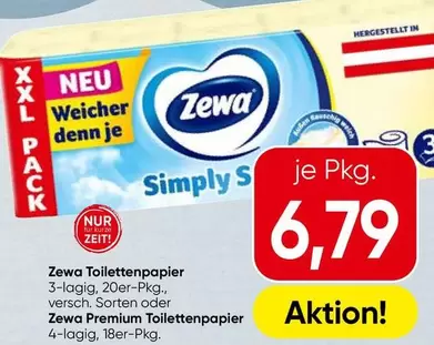 Toilettenpapier 3-lagig, 20er-Pkg., versch. Sorten oder Premium Toilettenpapier 4-lagig, 18er-Pkg.