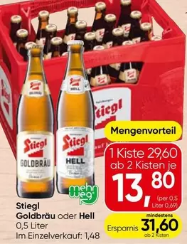 Stiegl -  Goldbräu oder Hell 0,5 Liter