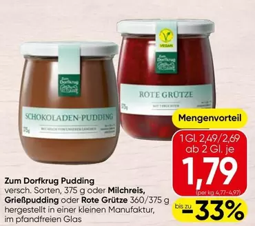 Dorfkrug Pudding, Grießpudding oder Rote Grütze