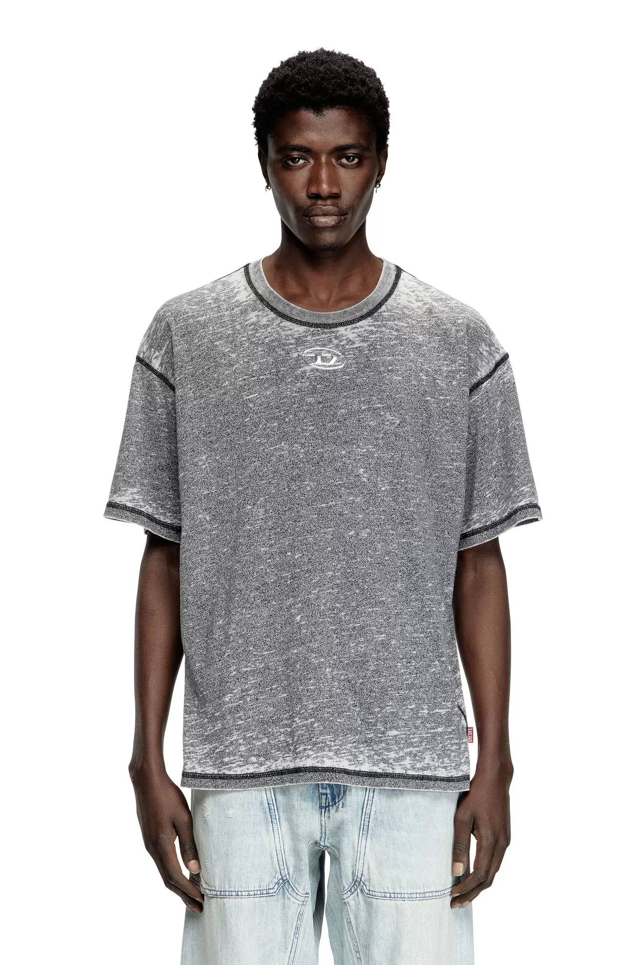 Burnout-T-Shirt mit Logo aus Metall