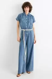 Jeans-Jumpsuit mit Gürtel