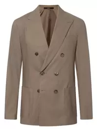 Ungefüttertes Zweireiher-Sakko mit Stretch, Shaped Fit