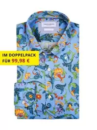 Leinenhemd mit buntem Pflanzen-Muster