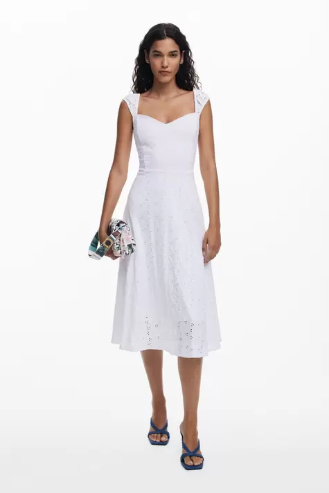 Midikleid mit Stickereien