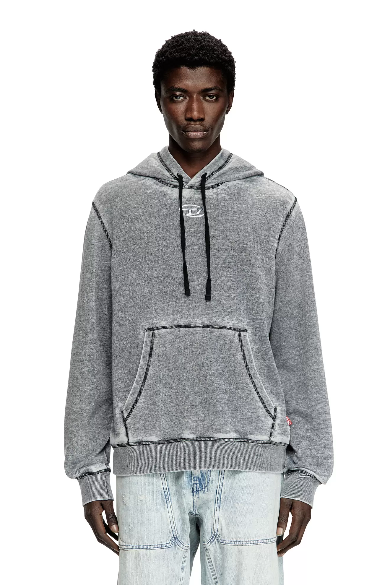 Burnout-Hoodie mit Logo aus Metall