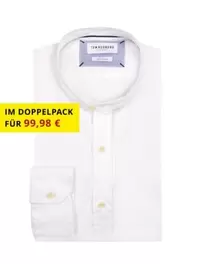 Unifarbenes Leinenhemd mit Stehkragen