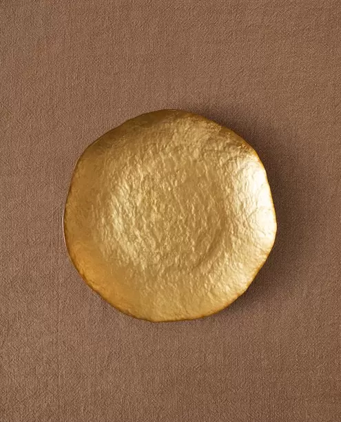PLATO DE POSTRE VIDRIO DORADO