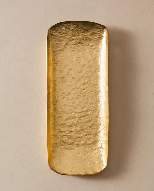 FUENTE RECTANGULAR VIDRIO DORADO
