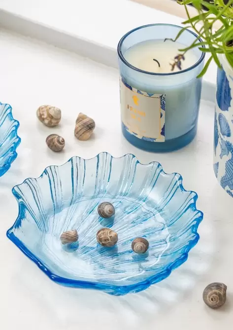 Blaue Muschelschale - 13 cm