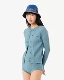 Cardigan mit Zopfmuster und verwaschenem Effekt