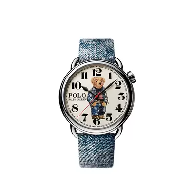 Armbanduhr in Weiß mit Denim Polo Bear