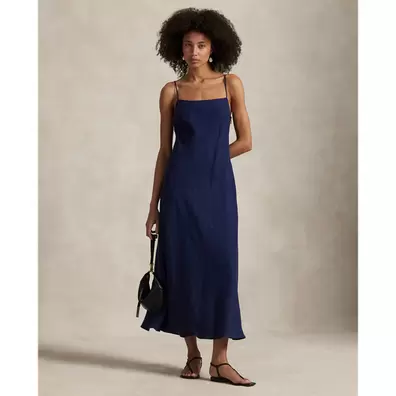 Ärmelloses Leinenkleid in A-Linie
