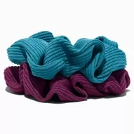 Teal & Purple Ribbed Hair Scrunchies - 2 Pack